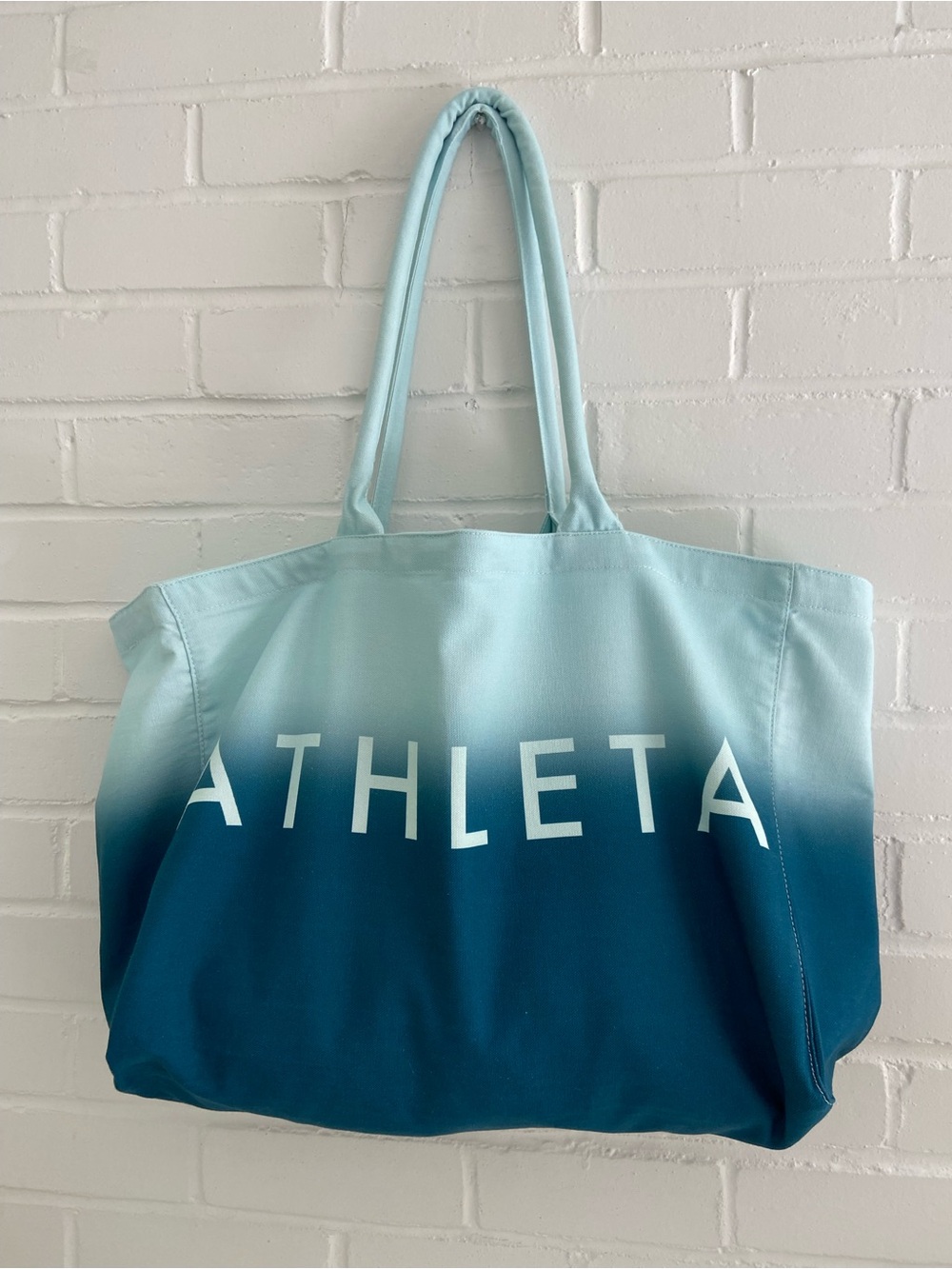 Athleta Ombre Teal Canvas Tote - Light to Deep Teal